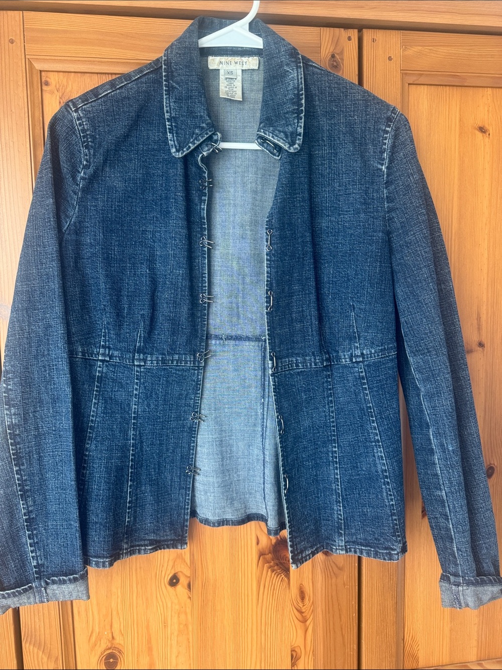 Nine West Indigo Denim Jacket with Hook Closures